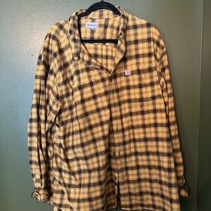 Carhartt Men's Mustard and Brown Plaid Shirt Jacket